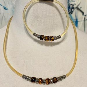 🌟necklace & bracelet set - leopard print beads